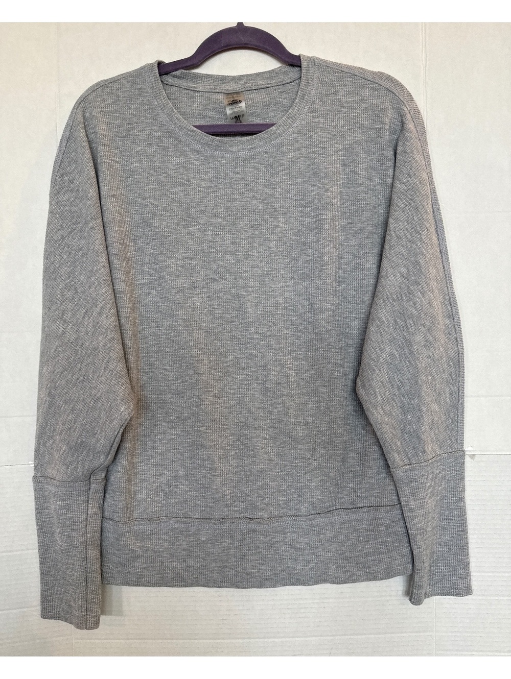 Mono B Medium Gray Cotton Blend Pullover Sweatshirt
